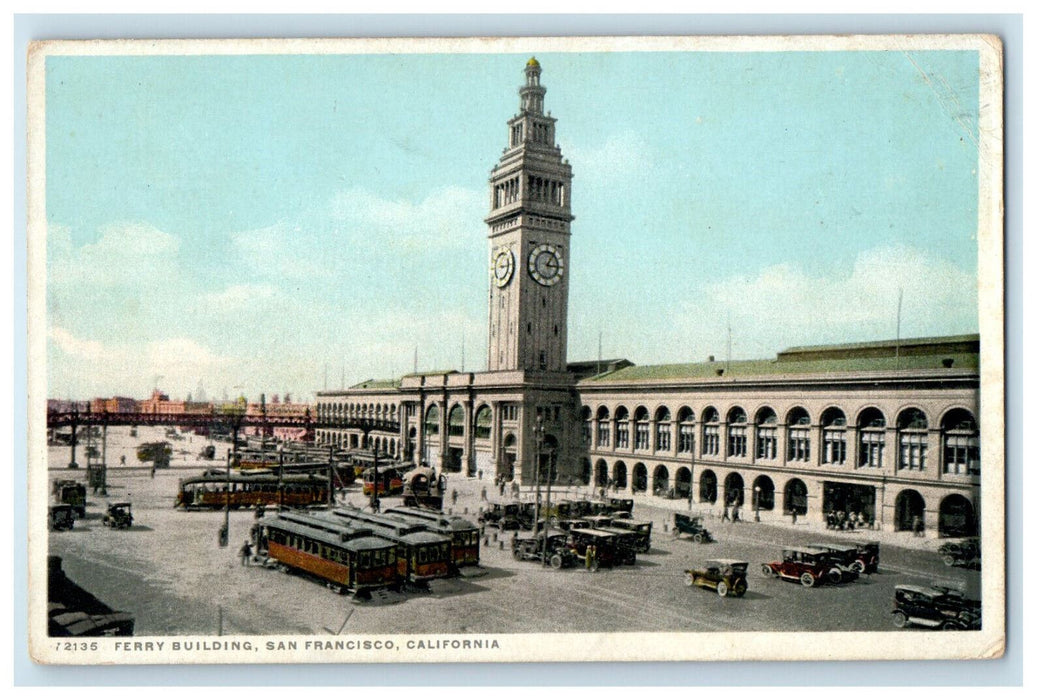 c1910 Clock Tower, Ferry Building San Francisco California CA Phostint Postcard