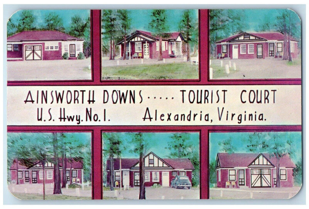 c1950's Ainsworth Downs Tourist Court, Alexandria Virginia VA Postcard