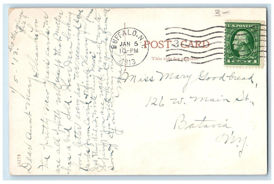 1913 Boat Scene, Cazenovia Park, Boulevard Bridge, Buffalo New York NY Postcard