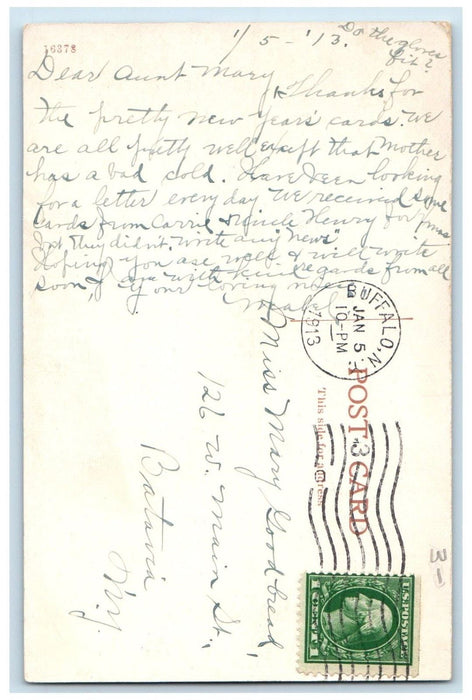 1913 Boat Scene, Cazenovia Park, Boulevard Bridge, Buffalo New York NY Postcard