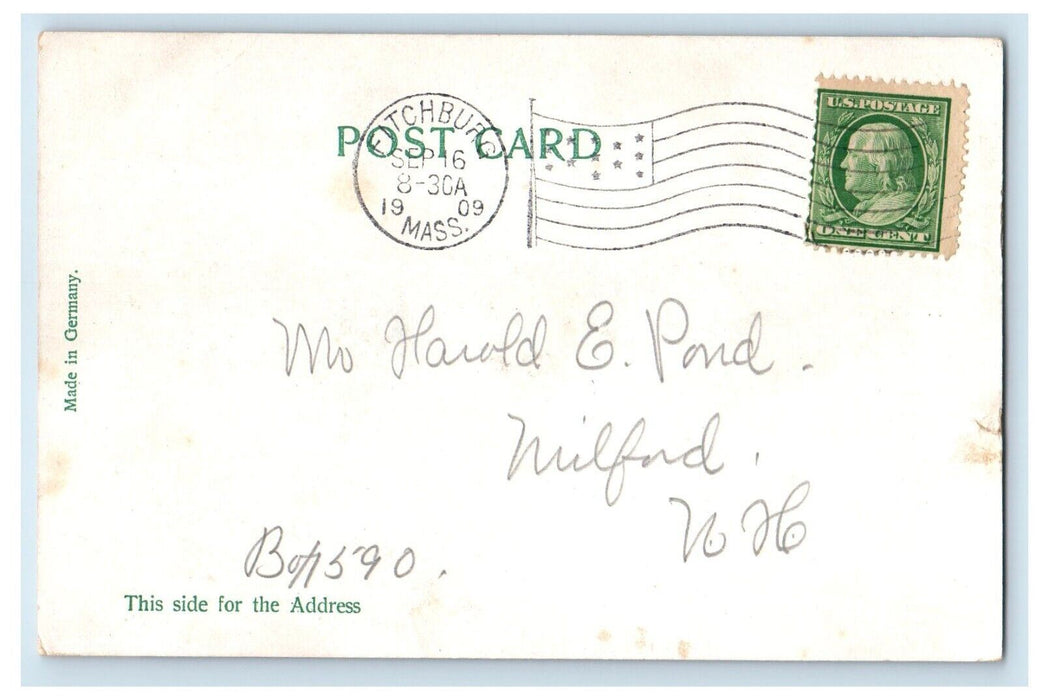 1909 Boulder On Rollstone Hill Fitchburg Massachusetts MA Antique Postcard