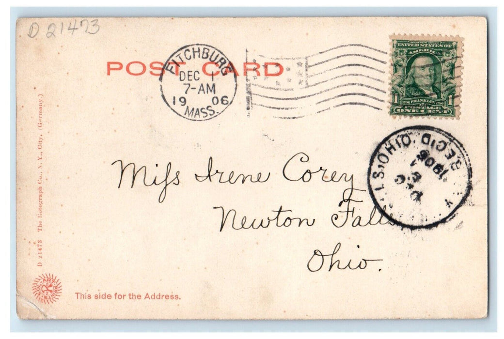 Main St. Looking East The Boston Horse Carriage Fitchburg MA Rotograph Postcard