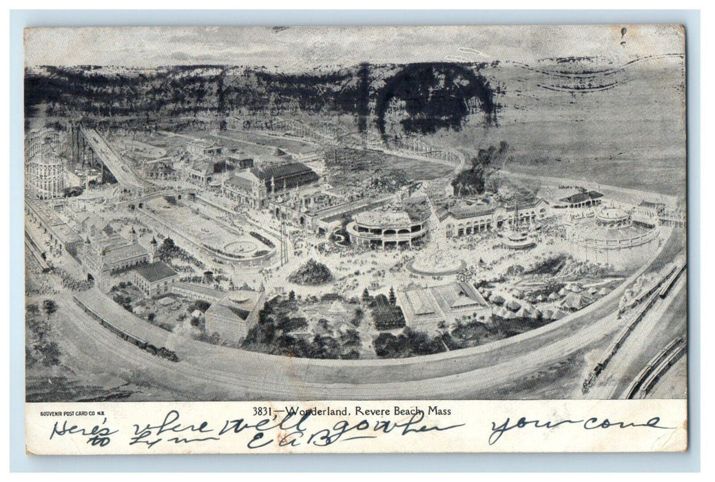 1906 Aerial View Of Wonderland Revere Beach Massachusetts MA Antique Postcard