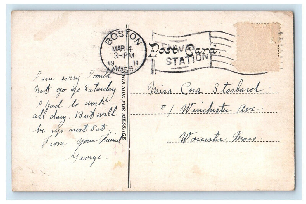 1911 The Hub Boston Massachusetts MA, Multiview Posted Antique Postcard
