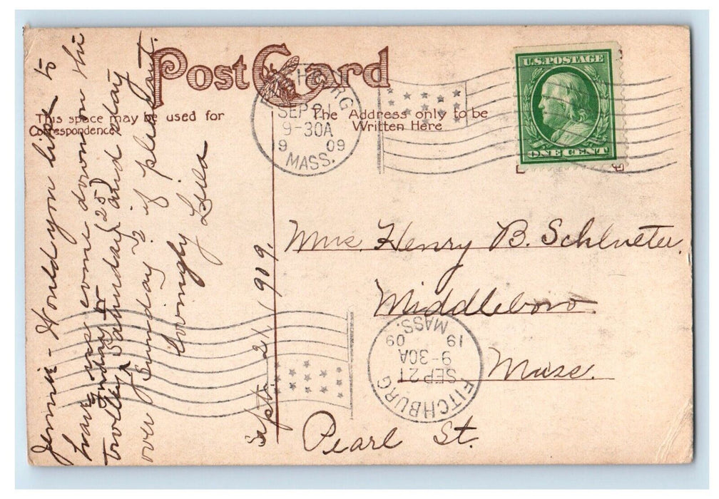 1909 Whalom Park Theater Fitchburg Massachusetts MA Posted Antique Postcard