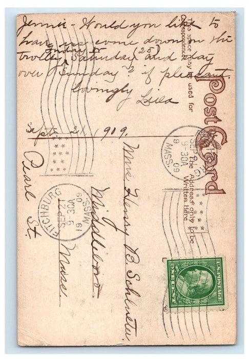1909 Whalom Park Theater Fitchburg Massachusetts MA Posted Antique Postcard