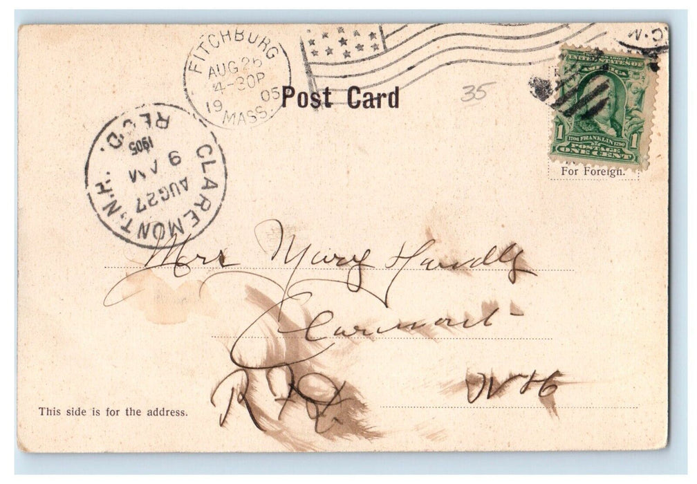1905 View Of Bowlder On Rollstone Hill Fitchburg Massachusetts MA Postcard