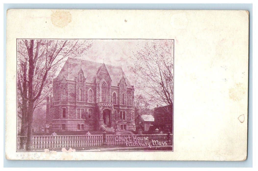 c1900's View Of Court House Building Fitchburg Massachusetts MA Antique Postcard