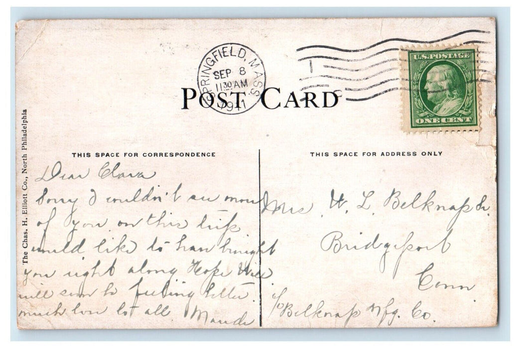 1911 Hotel Kimball Building Cars Springfield Massachusetts MA Antique Postcard