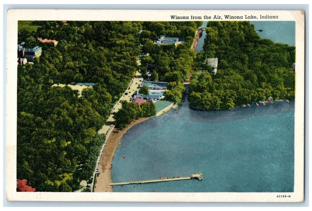 1956 Winona From The Air, Hotel, Cafeteria, Winona Lake Indiana IN Postcard