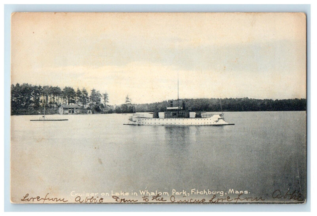 Cruiser On Lake In Whalom Park Fitchburg Massachusetts MA Rotograph Postcard