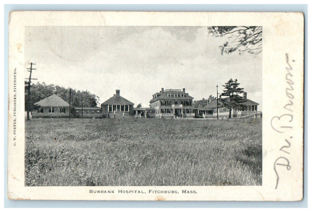 1906 Burbank Hospital Building Fitchburg Massachusetts MA Antique Postcard