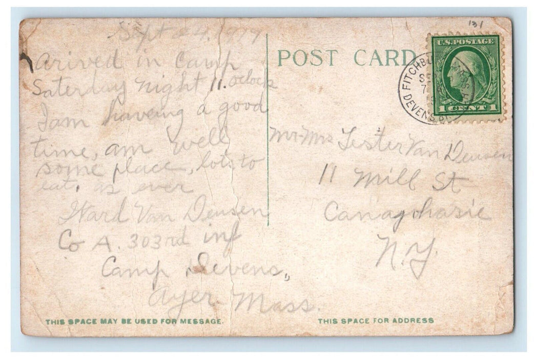 c1910's Headquarters Troop Sheds Camp Devens Ayer Massachusetts MA Postcard