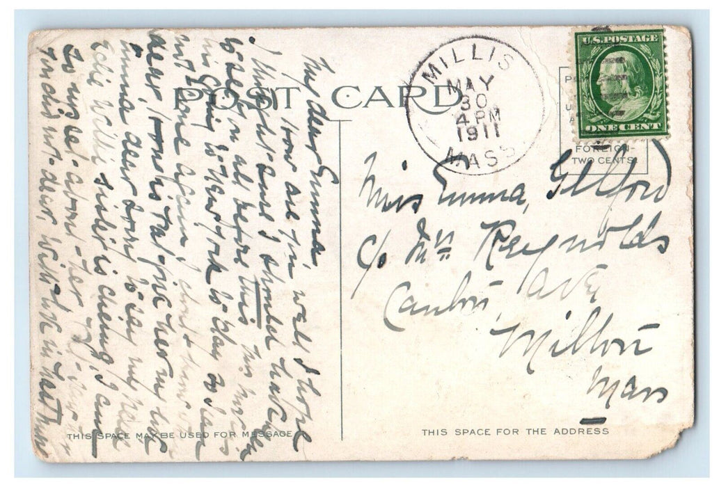 1911 Harvard And Yale Game Stadium Cambridge Massachusetts MA Antique Postcard