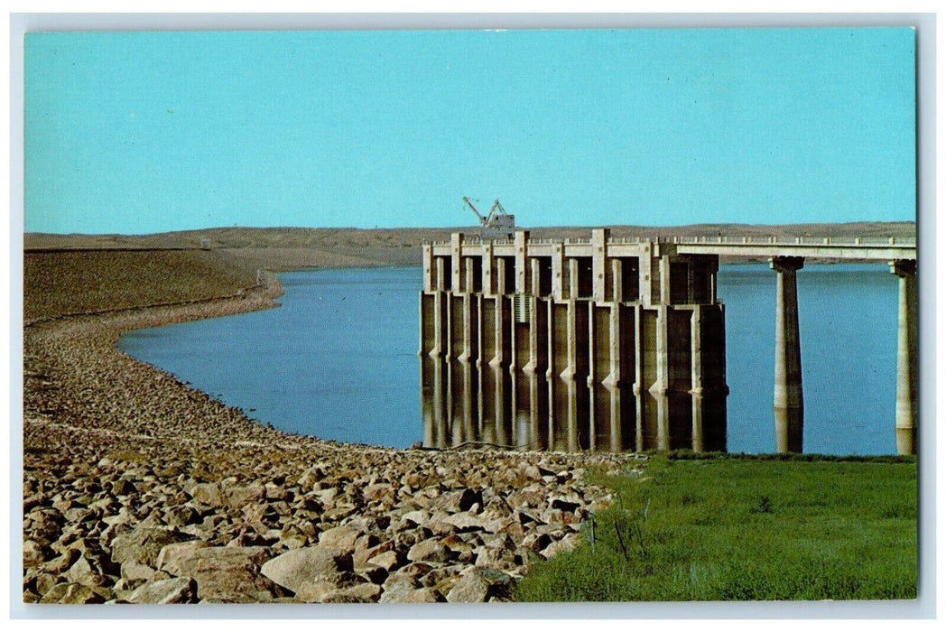 c1950's Oahe Dam and Intake Towers Near Pierre South Dakota SD Postcard
