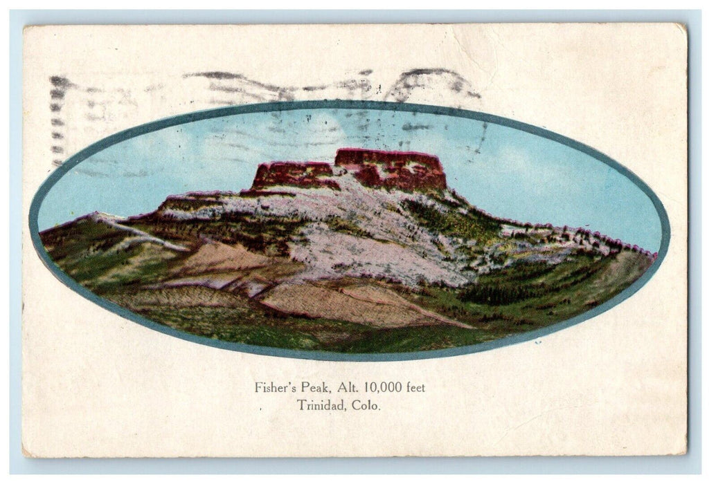 1911 Fisher's Peak Mountain Trinidad Colorado CO Posted Antique Postcard