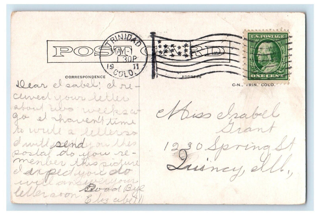 1911 Fisher's Peak Mountain Trinidad Colorado CO Posted Antique Postcard
