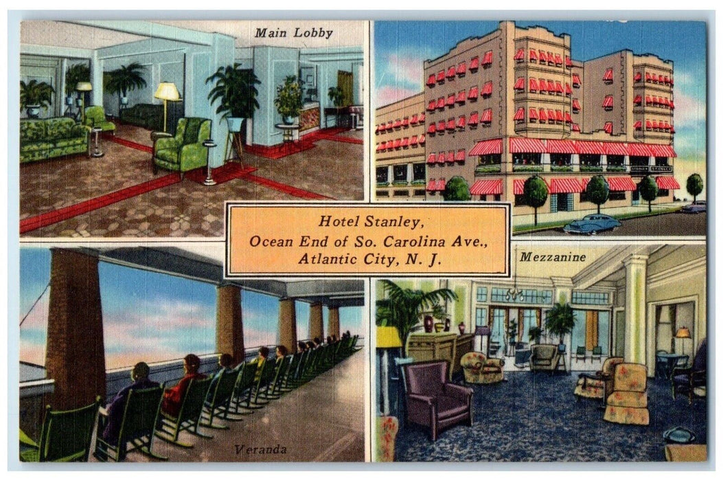 c1950's Hotel Stanley Atlantic City New Jersey NJ, Multiview Vintage Postcard