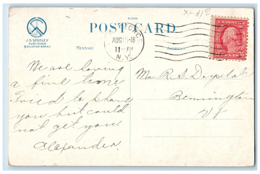1918 Fort WM. Henry Hotel Boat On Lake George New York NY Antique Postcard