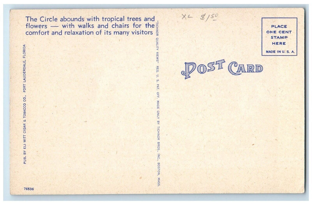 Hollywood Circle Greets Motorist Cars Arriving Hollywood Florida FL Postcard