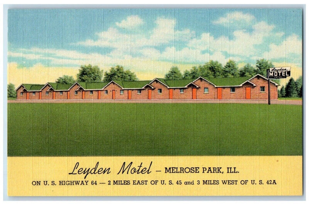 c1950's Leyden Motel Melrose Park Illinois IL Unposted Vintage Postcard