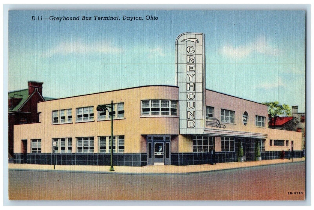 c1930's View Of Greyhound Bus Terminal Dayton Ohio OH Unposted Vintage Postcard