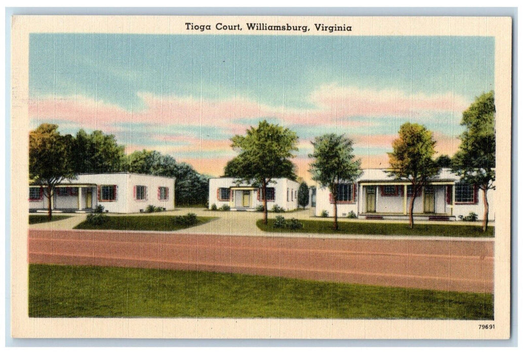 c1930's Tioga Court Motel Roadside Williamsburg Virginia VA Vintage Postcard