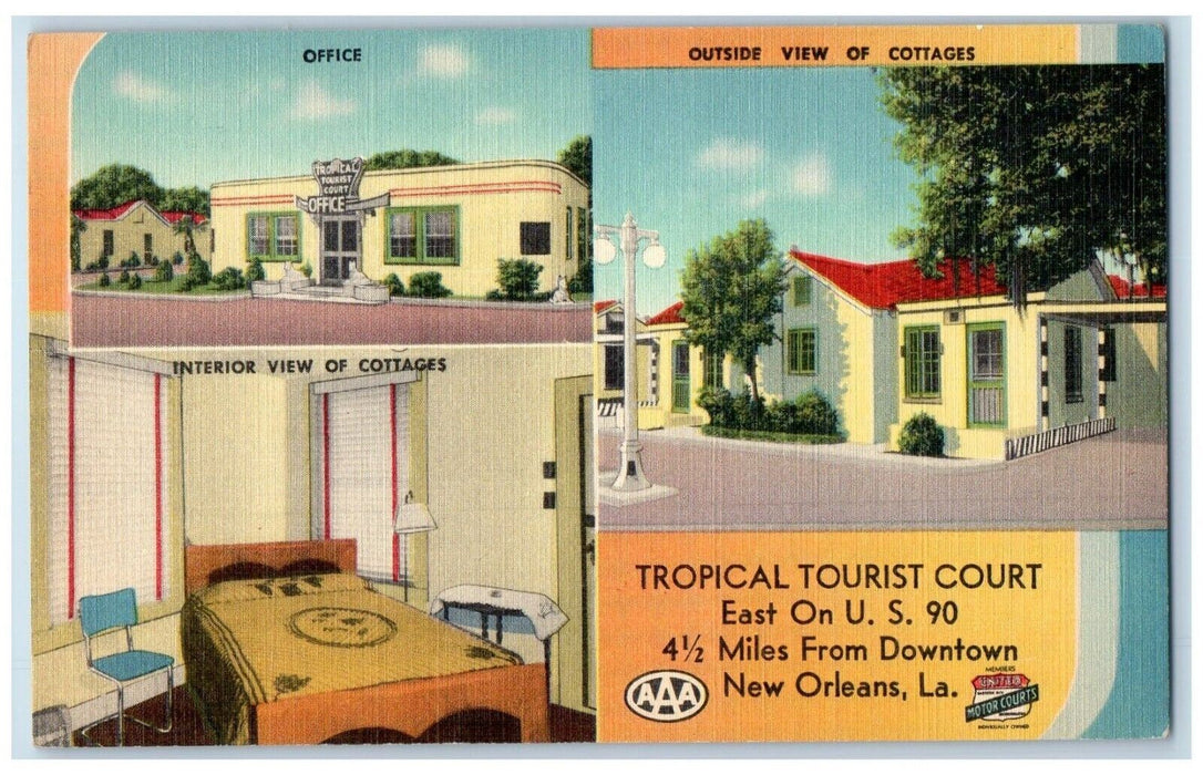 c1950's Tropical Tourist Court New Orleans Louisiana LA Multiview Postcard