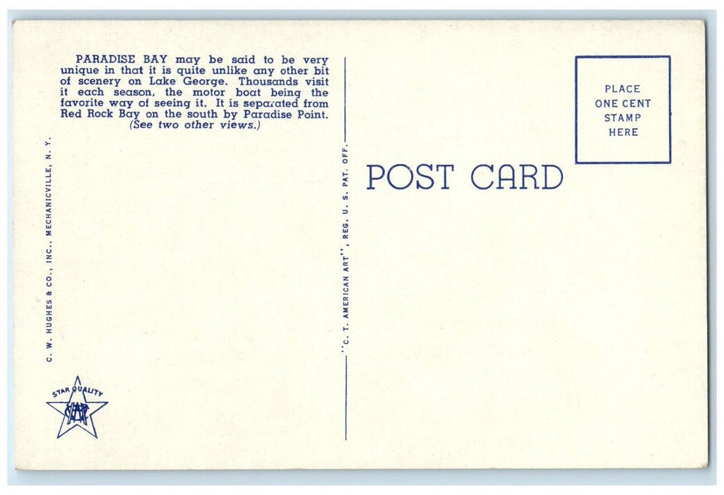 c1930's Boat Passengers Paradise Bay and Black Mount Lake George NY Postcard