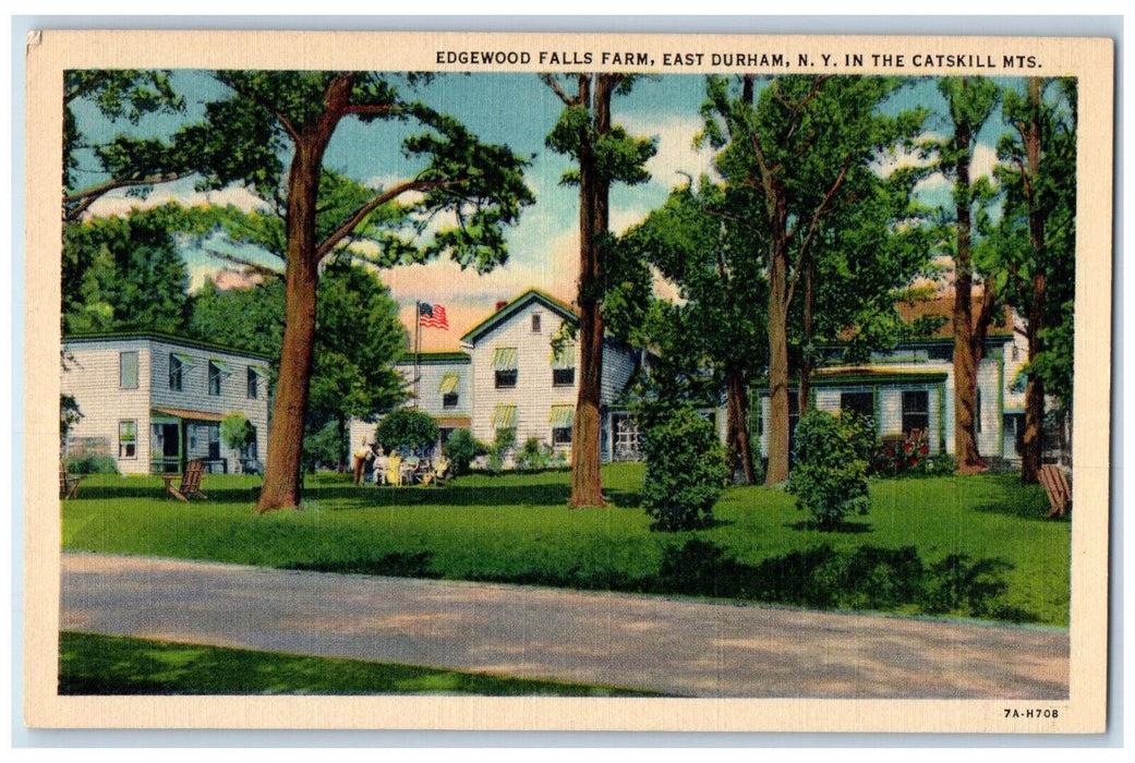 c1950's Edgewood Falls Farm East Durham Catskill Mts. New York NY Postcard