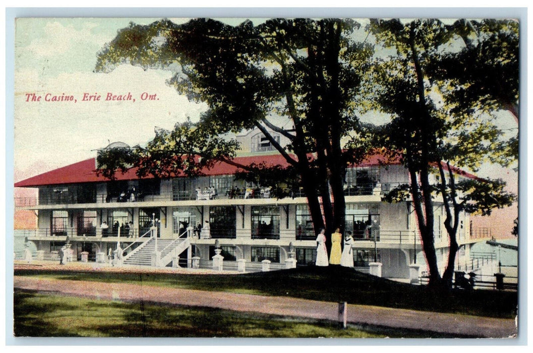 c1910 Conversation Under The Tree The Casino Erie Beach Canada Postcard