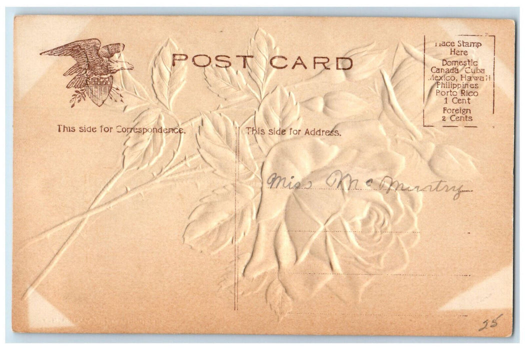 c1910 Greetings from Kingsville Ontario Embossed Airbrush Glitter Postcard