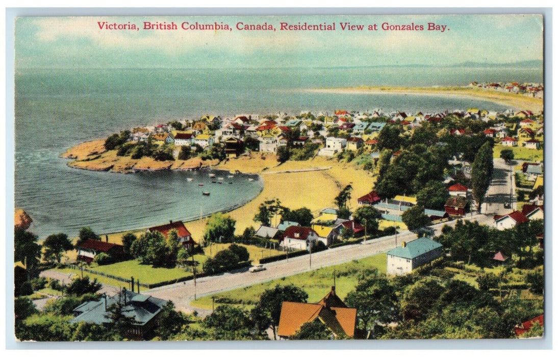 c1910 Air View Residential View at Gonzales Bay Victoria BC Canada Postcard