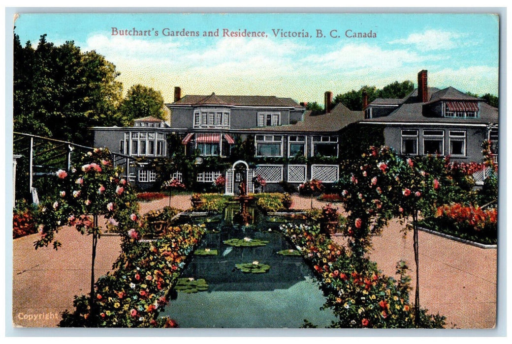 c1905 Butchart's Gardens and Residence Victoria BC Canada Unposted Postcard