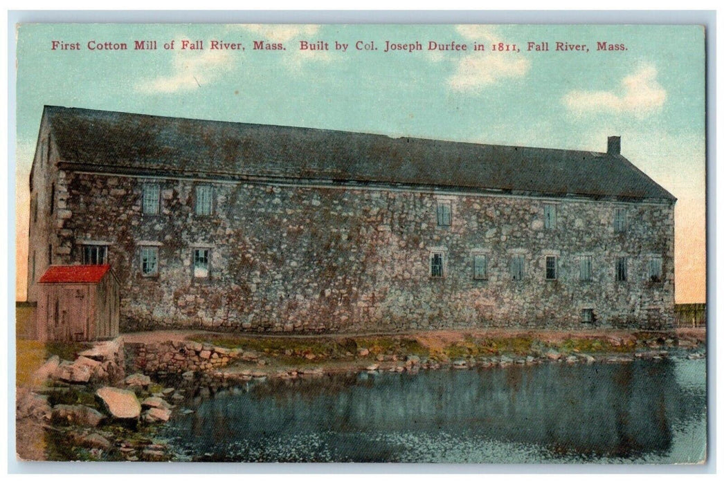 c1910 First Cotton Mill Joseph Durtee Exterior Fall River Massachusetts Postcard