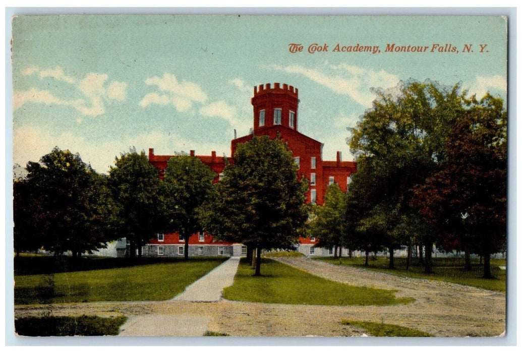 1917 The Cook Academy School Exterior Building Montour Falls New York Postcard