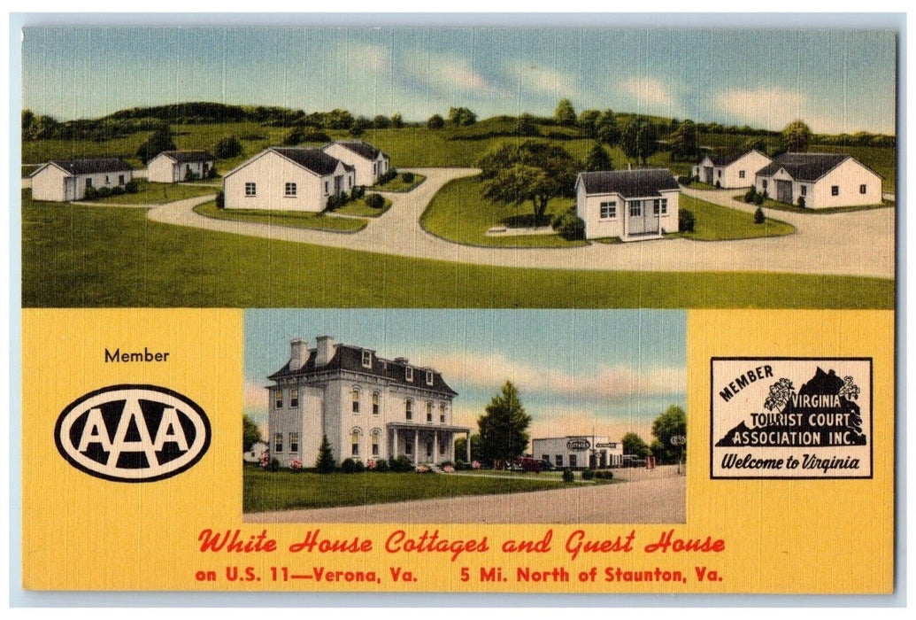 c1950's White House Cottages Verona Virginia VA Unposted Vintage Postcard