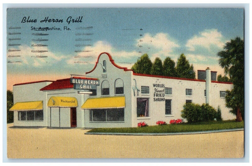 1952 Blue Heron Grill Restaurant St. Augustine Fort Lauderdale FL Postcard