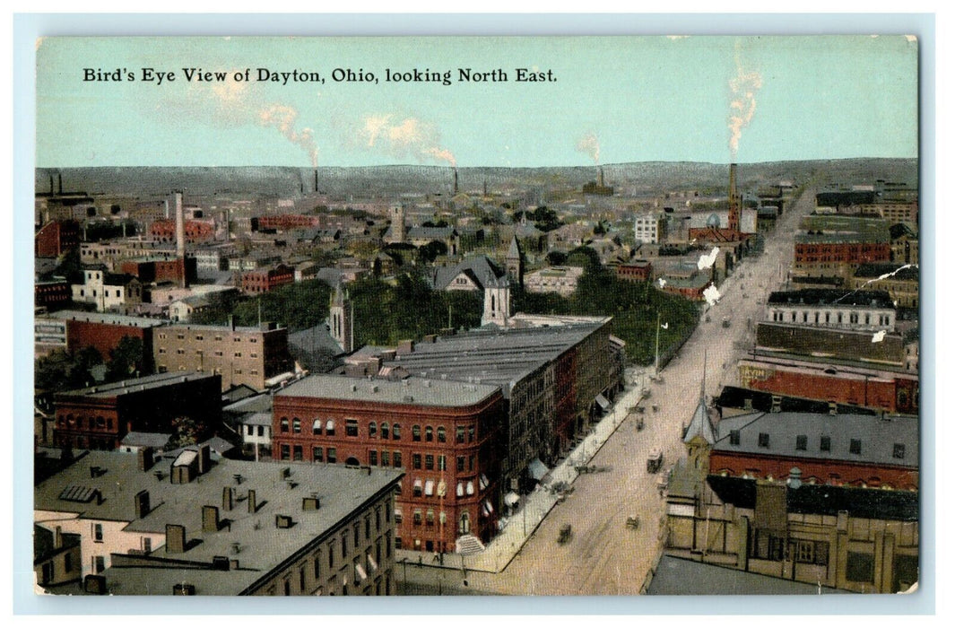 1910 Bird's Eye View of Dayton, Ohio Looking North East, OH Postcard