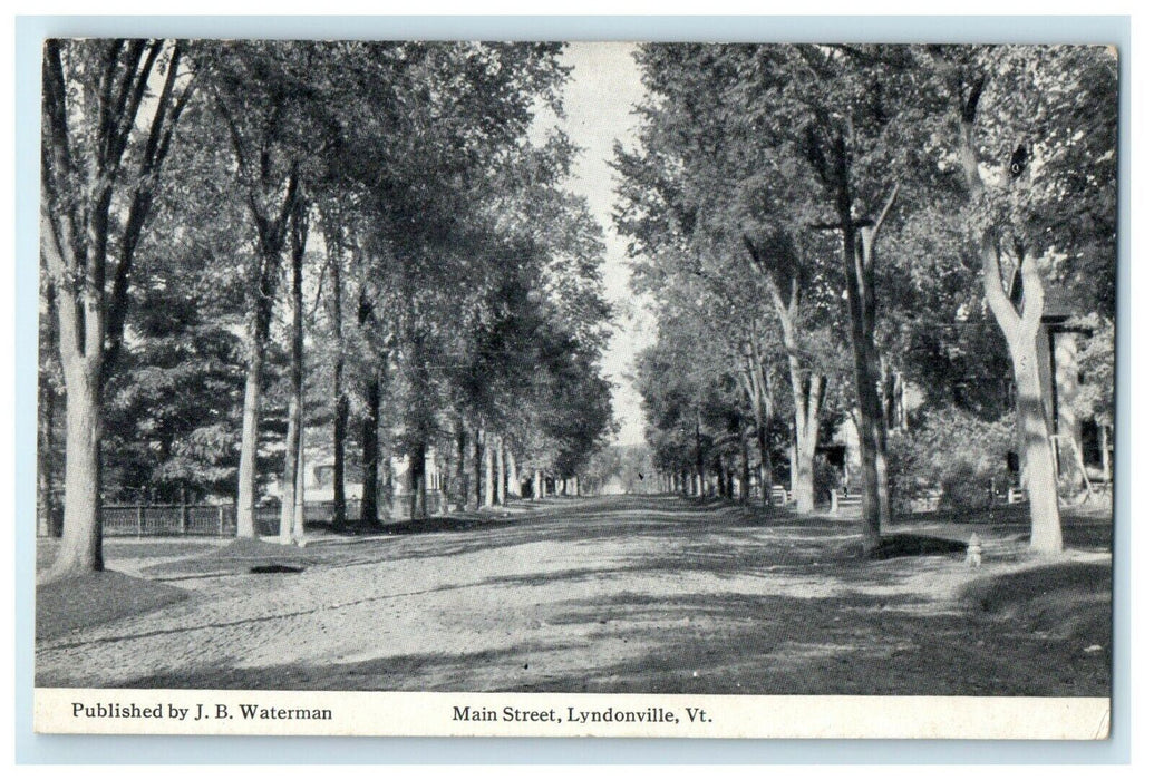 c1910 Main Street View Trees Dirt Road Lyndonville Vermont VT Antique Postcard