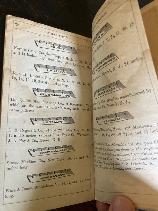 1865 Stiles & Co. Catalog Machine Knives Logging Clappville MA Worcester