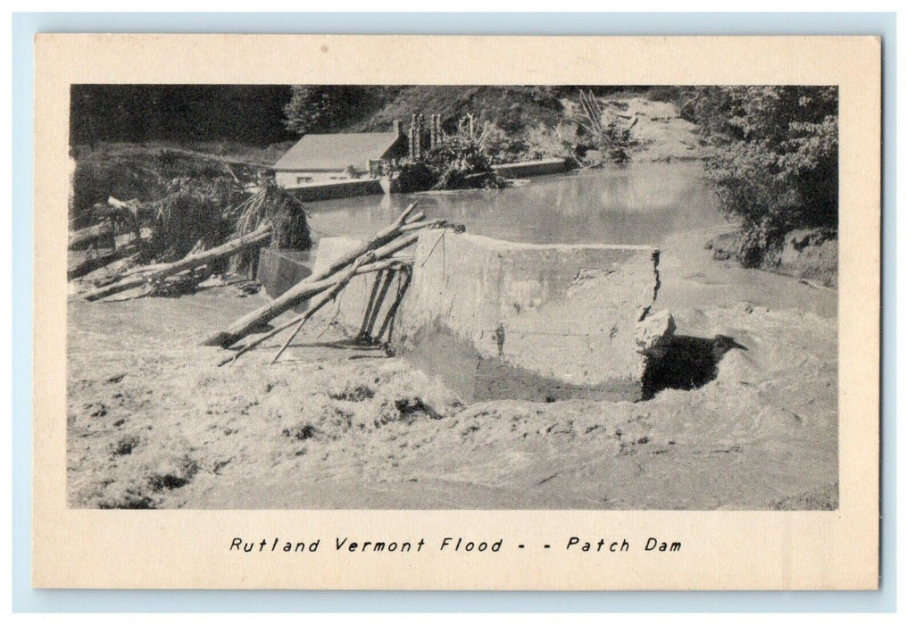 1921 Rutland Vermont Flood - Patch Dam, Rutland Vermont VT Antique Postcard