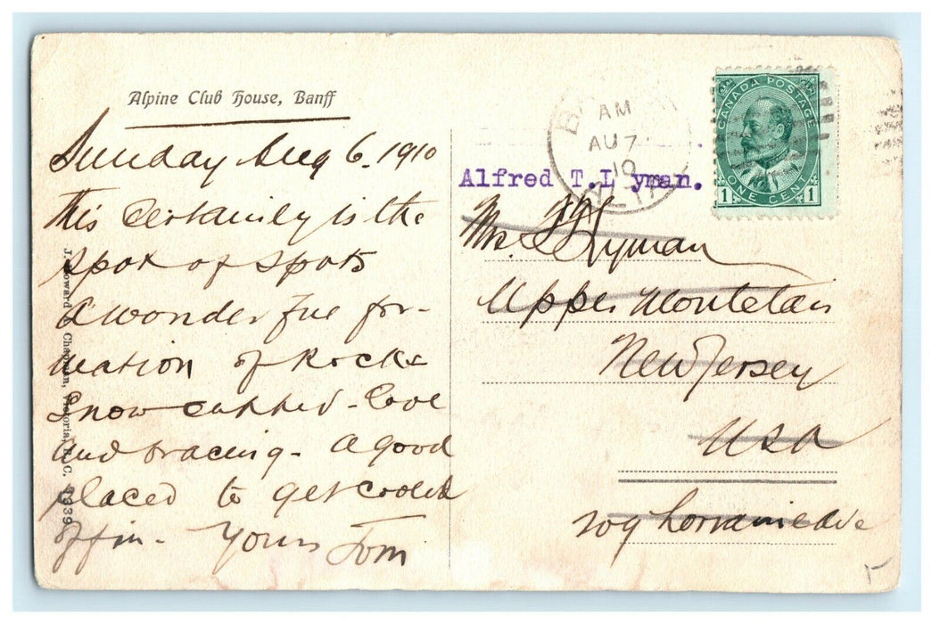 1909 Alpine Club House, Banff Canmore Alberta AB Canada Antique Postcard