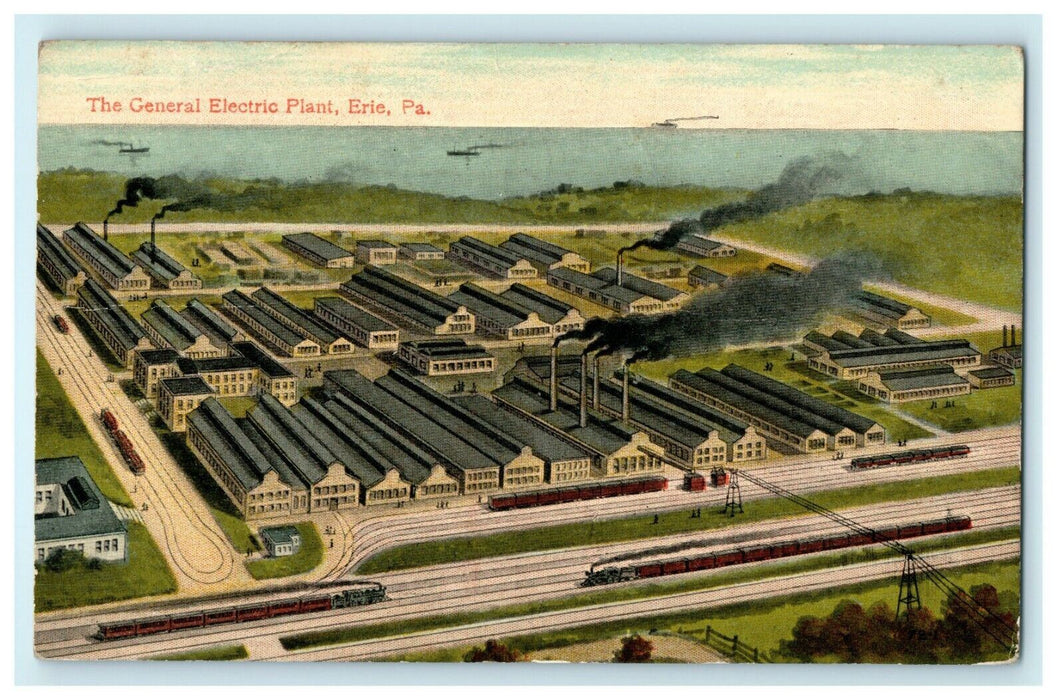 c1915 The General Electric Plant Train Railway Erie Pennsylvania PA Postcard
