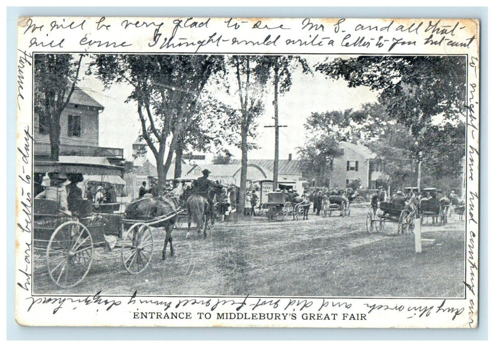 1912 Entrance To Middlebury's Great Fair Vermont VT Antique Advertising Postcard