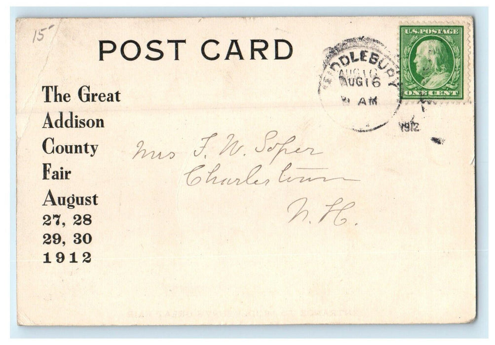 1912 Entrance To Middlebury's Great Fair Vermont VT Antique Advertising Postcard