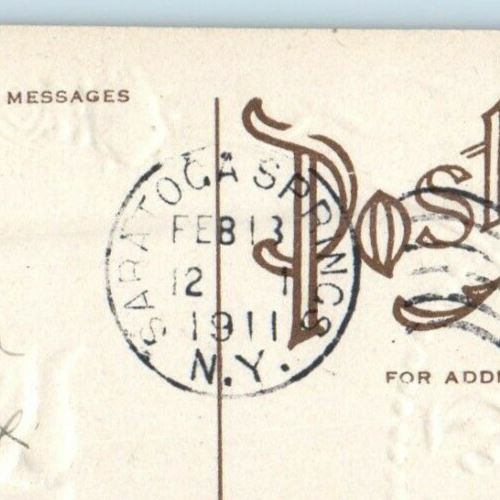 1911 Valentine Cherubs Angel Butterfly With Hearts Embossed Antique Postcard