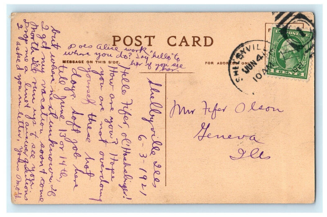 1910 Main Street, Public School, Shelbyville, Illinois IL Antique Postcard