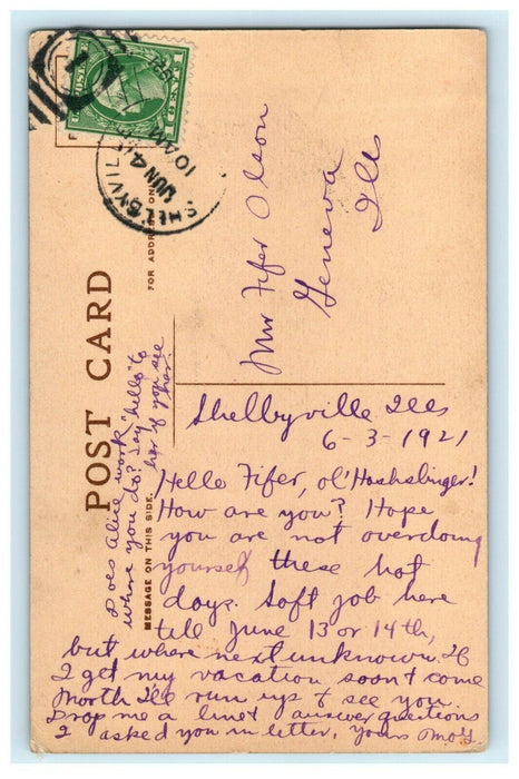 1910 Main Street, Public School, Shelbyville, Illinois IL Antique Postcard