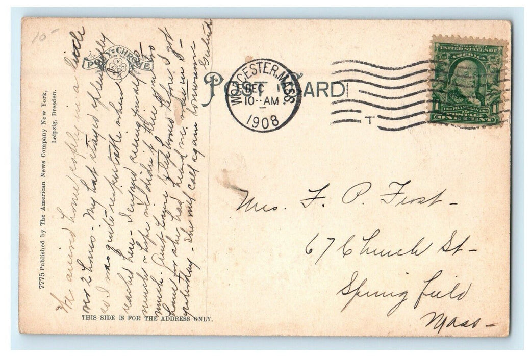 1908 Front St. Harrington Corner, Worcester Massachusetts MA Posted Postcard